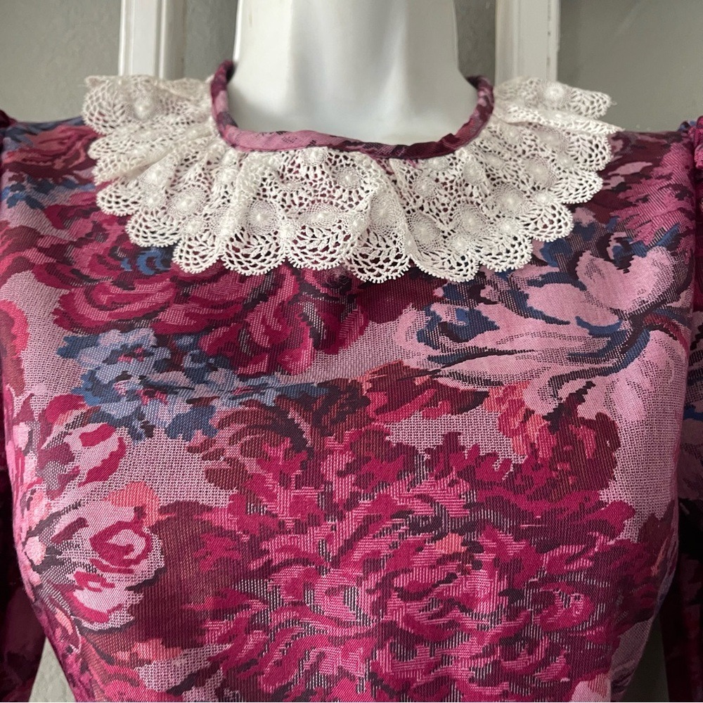 Saks Fifth Avenue Vintage Sabrina Floral Long Sleeve Dress - Picture 6 of 10